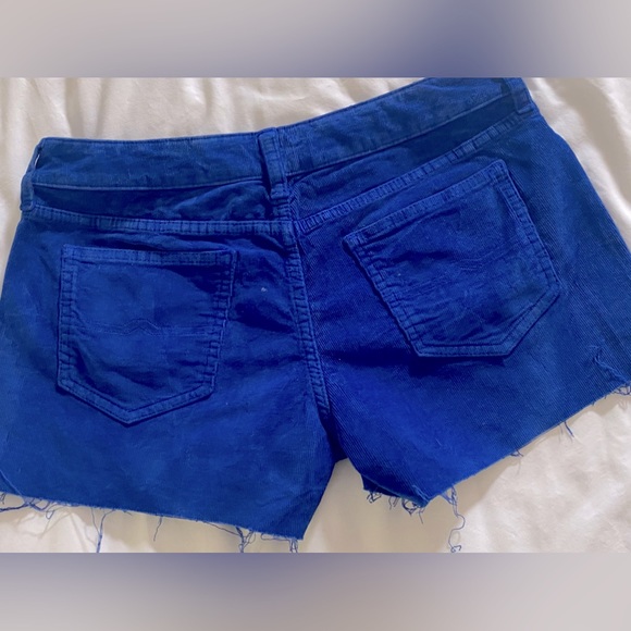 Blue Corduroy Cut Off Shorts - Picture 2 of 5